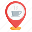 coffee, shop, cafe, location, map, pin, pointer, tea, drink 