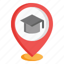 education, location, map, pin, pointer, school, university, place