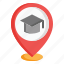 education, location, map, pin, pointer, school, university, place 