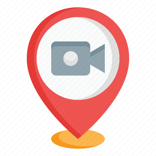 Cinema, film, camera, maps, and, location, pin icon - Download on Iconfinder