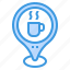 coffee, shop, map, pin, location 