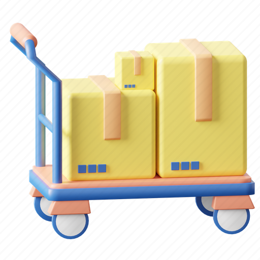 Trolley, package trolley, cargo dolly, parcel trolley, parcel dolly, package dolly, shipping trolley 3D illustration - Download on Iconfinder