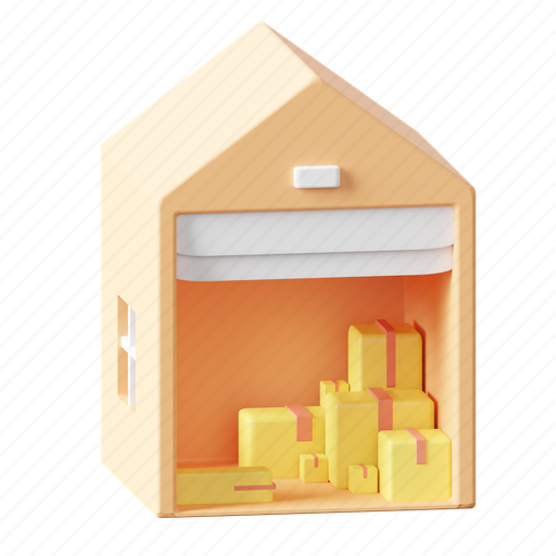 Warehouse, storehouse, parcel house, package house, parcel storage, package storage, parcel garage 3D illustration - Download on Iconfinder