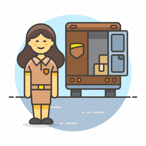 Cargo, delivery, deliveryman, female, ground, logistic, mailman icon - Download on Iconfinder