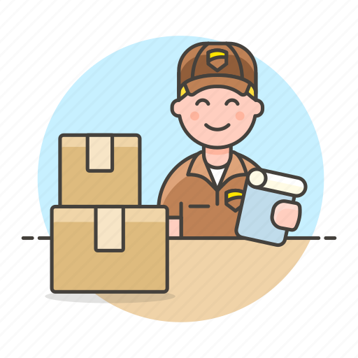 Box, check, delivery, half, logistic, mailman, male icon - Download on Iconfinder