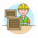worker, male, service, package, management, logistic, inventory, warehouse, half