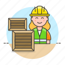 package, female, worker, half, logistic, management, warehouse, service, inventory