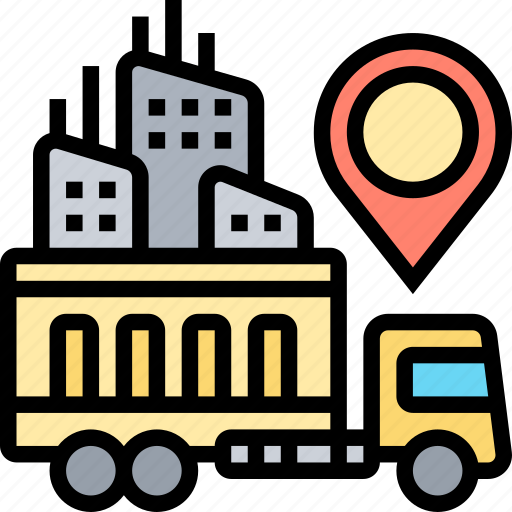 Container, truck, delivery, location, distribution icon - Download on Iconfinder