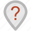 destination, location pin, navigation, question mark, traveling concept, unknown location 