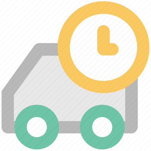 Cargo truck, clock sign, delivery van, freight, hatchback, logistic delivery, shipping icon - Download on Iconfinder