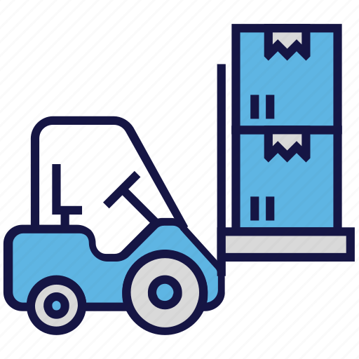 Boxes, carton, forklift, logistics delivery, shipping, transport icon - Download on Iconfinder