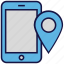 location, logistics delivery, map pin, mobile, phone