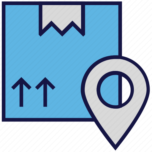Box, carton, location, logistics delivery, map pin, parcel icon - Download on Iconfinder