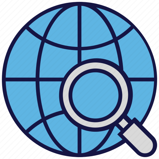 Globe, logistics delivery, magnifier, search, world icon - Download on Iconfinder