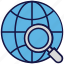 globe, logistics delivery, magnifier, search, world 