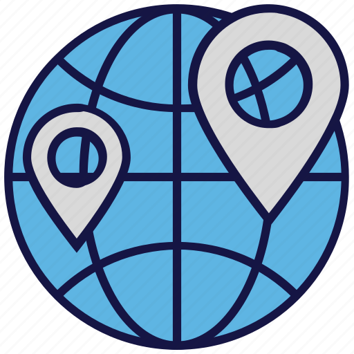 Globe, location, logistics delivery, map pin, world icon - Download on Iconfinder