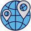 globe, location, logistics delivery, map pin, world 