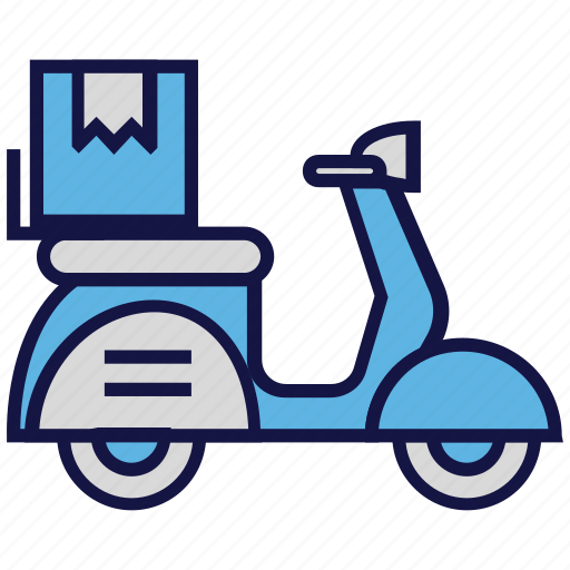 Box, carton, logistics delivery, scooter, transport icon - Download on Iconfinder