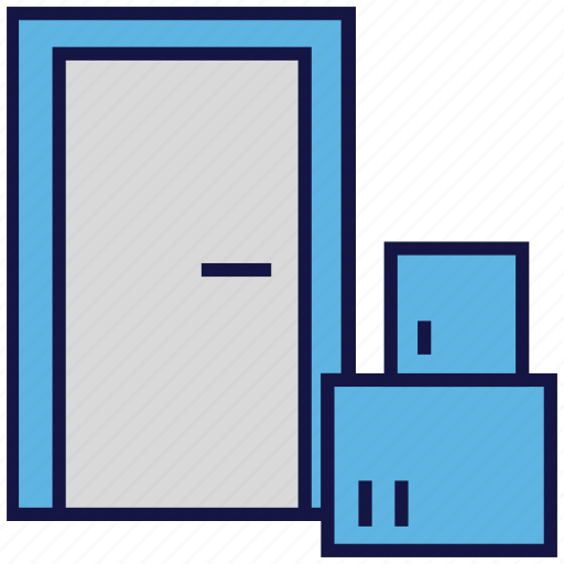 Boxes, carton, door, front, logistics delivery, parcel icon - Download on Iconfinder