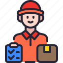 delivery, man, courier, box, package, avatar