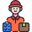 delivery, man, courier, box, package, avatar 