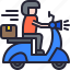 delivery, man, scooter, takeaway, transport, logistics 