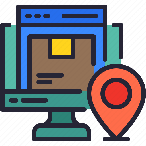 Monitor, logistics, pin, location, tracking icon - Download on Iconfinder