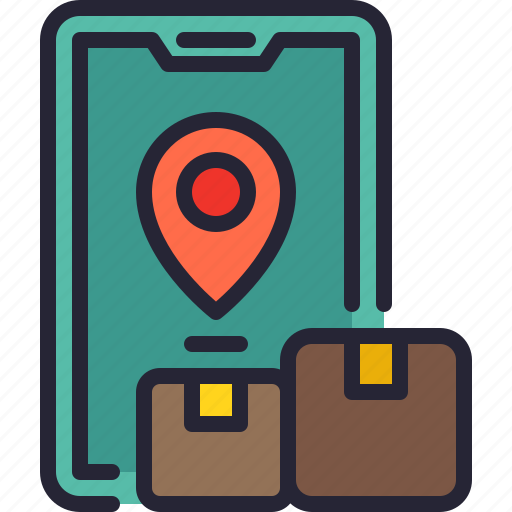 Smartphone, logistics, package, pin, box icon - Download on Iconfinder