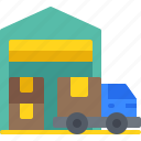 warehouse, storage, delivery, truck, cargo
