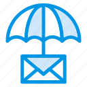 email, envelope, letter, mail, protection, safe, umbrella 