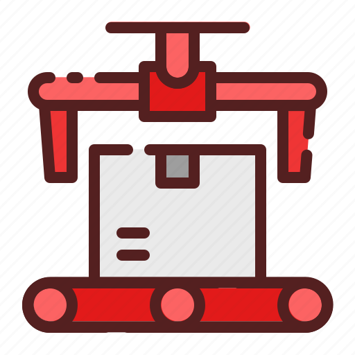 Conveyor, delivery, industrial machine, logistics, package box, shipping, transport icon - Download on Iconfinder