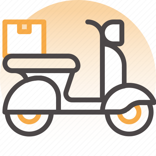 Courier, delivery, logistics, motorcycle, package box, scooter, shipping icon - Download on Iconfinder