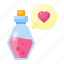 love, potion, heart, valentine, romance, chemistry, flask 