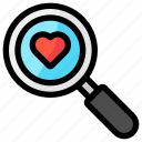search, love, magnifying, glass, heart