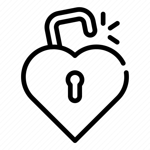Unlock, love, heart, valentine, padlock icon - Download on Iconfinder