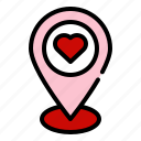 location, love, heart, map, pin