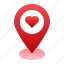 location, love, heart, map, pin 
