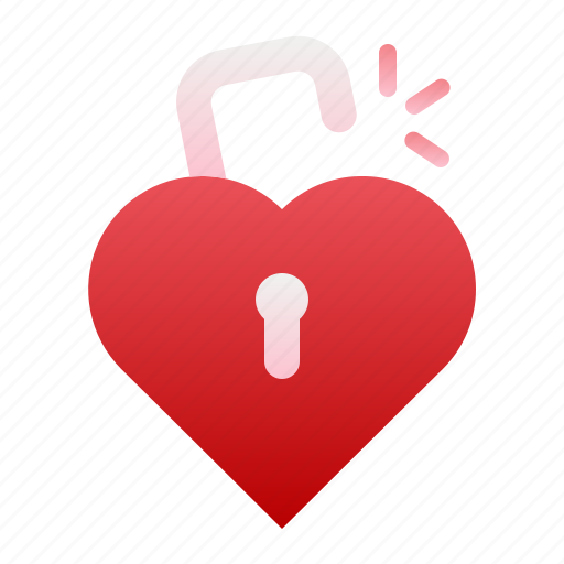 Unlock, love, heart, valentine, padlock icon - Download on Iconfinder