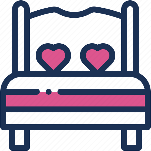 Bed, bedroom, love, wedding, furniture, double icon - Download on Iconfinder