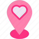placeholder, heart, maps, and, location, map, pointer