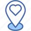 placeholder, heart, maps, and, location, map, pointer 
