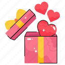 heart, decoration, box, love, gift, open
