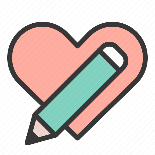 Dating, heart, heart message, love, pencil icon - Download on Iconfinder