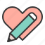 dating, heart, heart message, love, pencil 