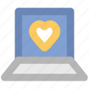 heart sign, imagination, laptop, love, love inspiration, love via internet, valentine day