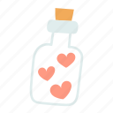 heart, bottle, love, valentine, romantic