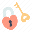 heart, key, valentine, romance, padlock