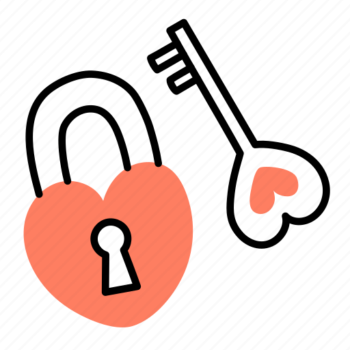 Heart, key, valentine, romance, padlock icon - Download on Iconfinder