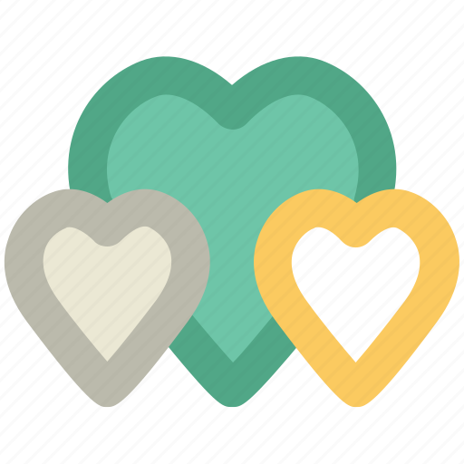 Family, friends, happiness, love, love hearts, passion, three hearts icon - Download on Iconfinder
