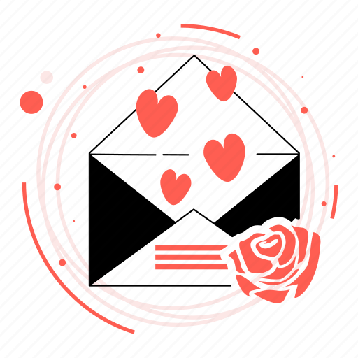 Opened love letter, red roses, purposal, lovestruck, falling in love, romantic, february 14 illustration - Download on Iconfinder